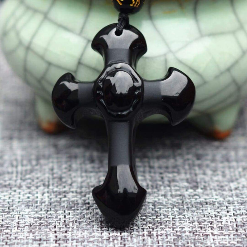 Crucifixo Sagrado em Obsidiana Negra - Arcana